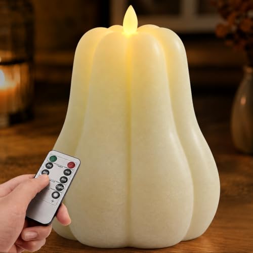 Fall Decor For Home Wax Pumpkin Led Candles With Timer Remote Control
