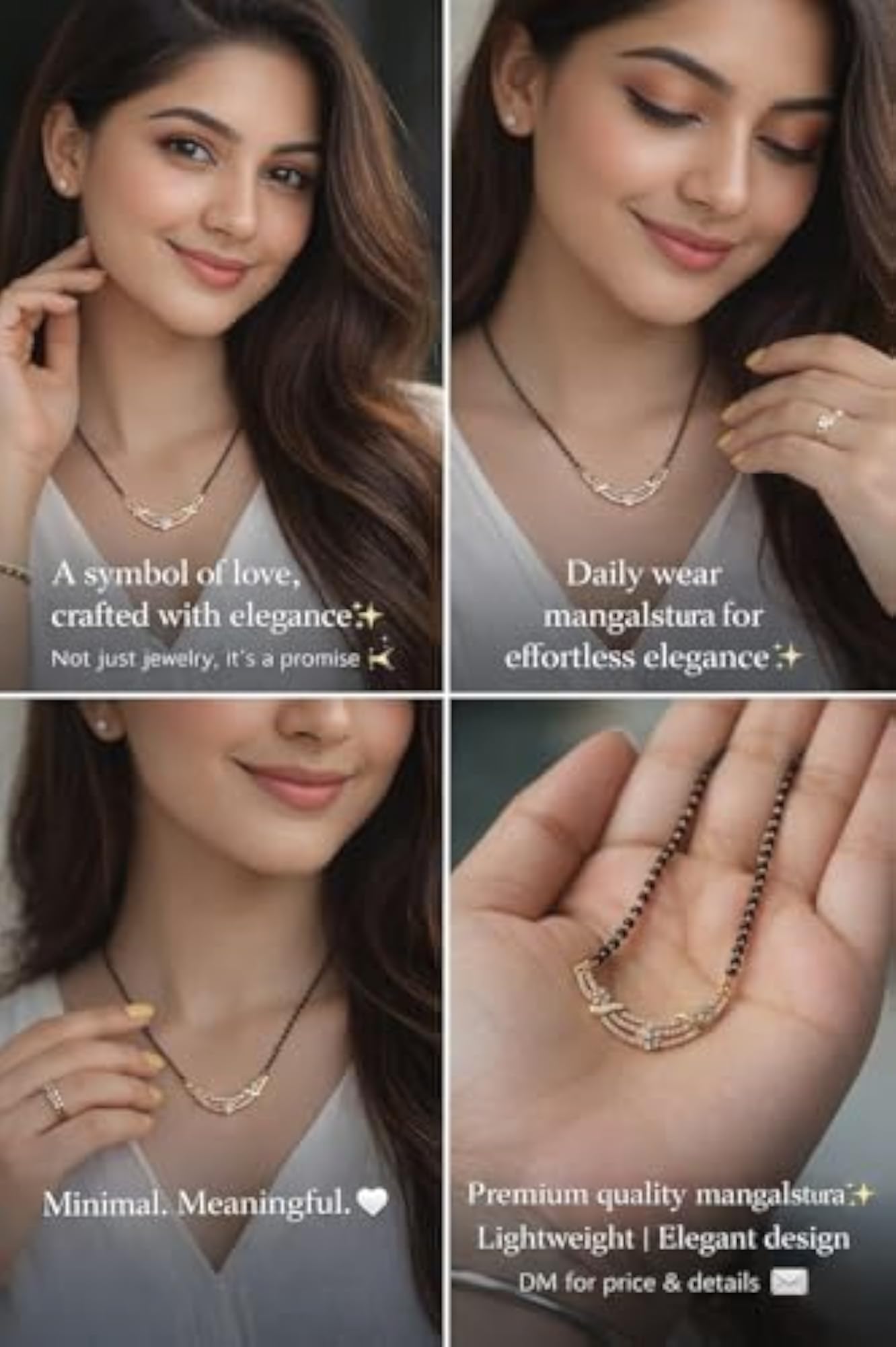 Chic Rose Gold Tone Mangalsutra with CZ Stone Pendant