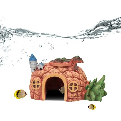 LuckyOpt Aquarium Fisch Tank Dekorationen, Kunststoff Ananas Haus Thema Pflanzen Fisch Höhle mit Loch, Aquarium Schloss Ornamente Verstecke Fisch Tank Zubehör Dekor (Gelb) LuckyOpt Aquarium Fisch Tank Dekorationen, Kunststoff Ananas Haus Thema Pflanzen Fisch Höhle mit Loch, Aquarium Schloss Ornamente Verstecke Fisch Tank Zubehör Dekor (Gelb)