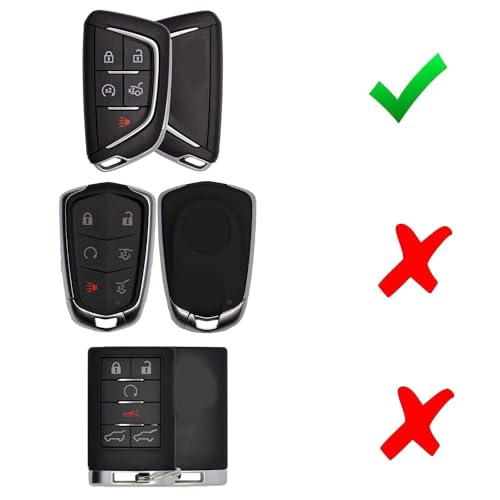 Image of iJDMTOY Black Carbon Fiber Pattern Full Coverage Soft Silicone Key Fob Cover Compatible with 2020-up Cadillac CT5 CT6 XTS XT4 XT5 ATS Keyless Fob