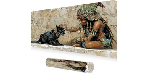 Alfombrilla ratón XXL de Black Panther con bordes cosidos y base antideslizante para escritorio