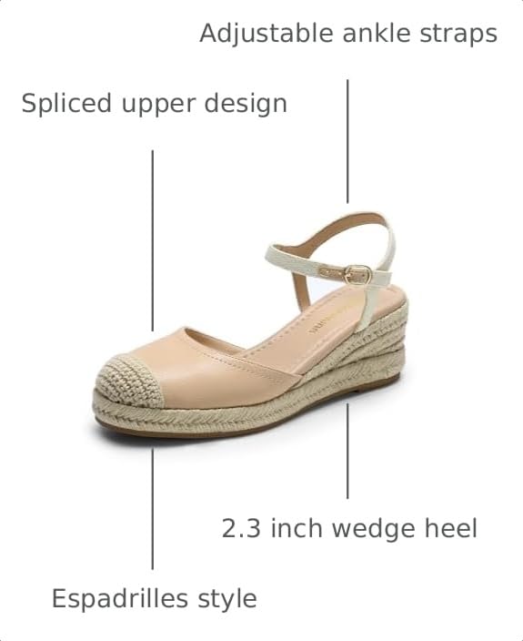 Image of DREAM PAIRS Women's Wedge Sandals, Closed Toe Espadrilles Platform Wedge Heels with Adjustable Ankle Straps and Comfortable Cushion Insoles