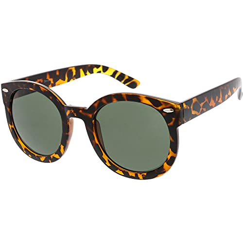 zeroUV - Round Retro Oversized Sunglasses for Women with Colored Mirror and Neutral Lens 53mm