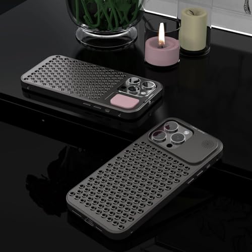 Image of MILLION CASES Back Cover Case for iPhone 15 Pro Shockproof Protective Cooling Shell Aluminum Alloy Case for Men & Boys (Black)