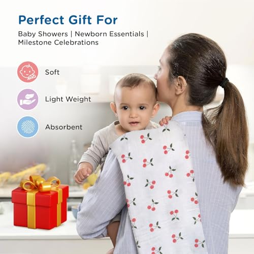 Image of Mee Mee 100% Cotton Muslin Swaddle Wrap for Newborn Baby (120 x 100 cm) | Ultra Soft, Breathable, Lightweight & Quick-Dry | Hypoallergenic Multi-Use Baby Blanket, Nursing Cover, Stroller Cover
