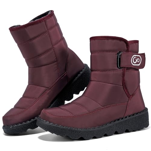 Ablanczoom Womens Winter Snow Boots With Warm Fur Lining Comfortable Non Slip Ankle Booties Outdoor Waterproof Walking Boots For Women cover