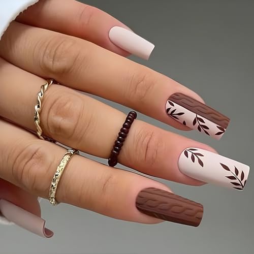 24 PCs Media Ataúd Clic En Uñas Con Estilo