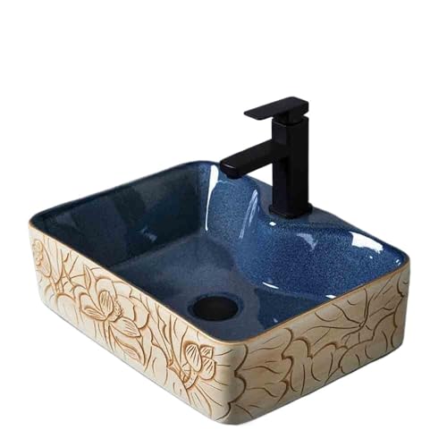 Lavabo de salle de bain bleu compact, petit lavabo carré pour optimiser l'espace intérieur