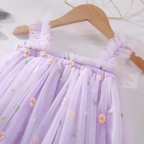Baby Girls Tutu Flowers Dress, Toddler Baby Girls Sleeveless Sundress,Layered Princess Tulle Sundress Party Dress4