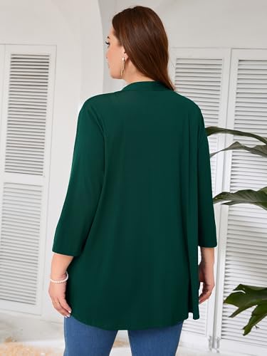 Image of AusLook Women's Plus Size Lightweight Open Front Cardigan 3 /4 Sleeve Cover Ups Shrugs Shawls and Wraps Kimono Jacket Coat