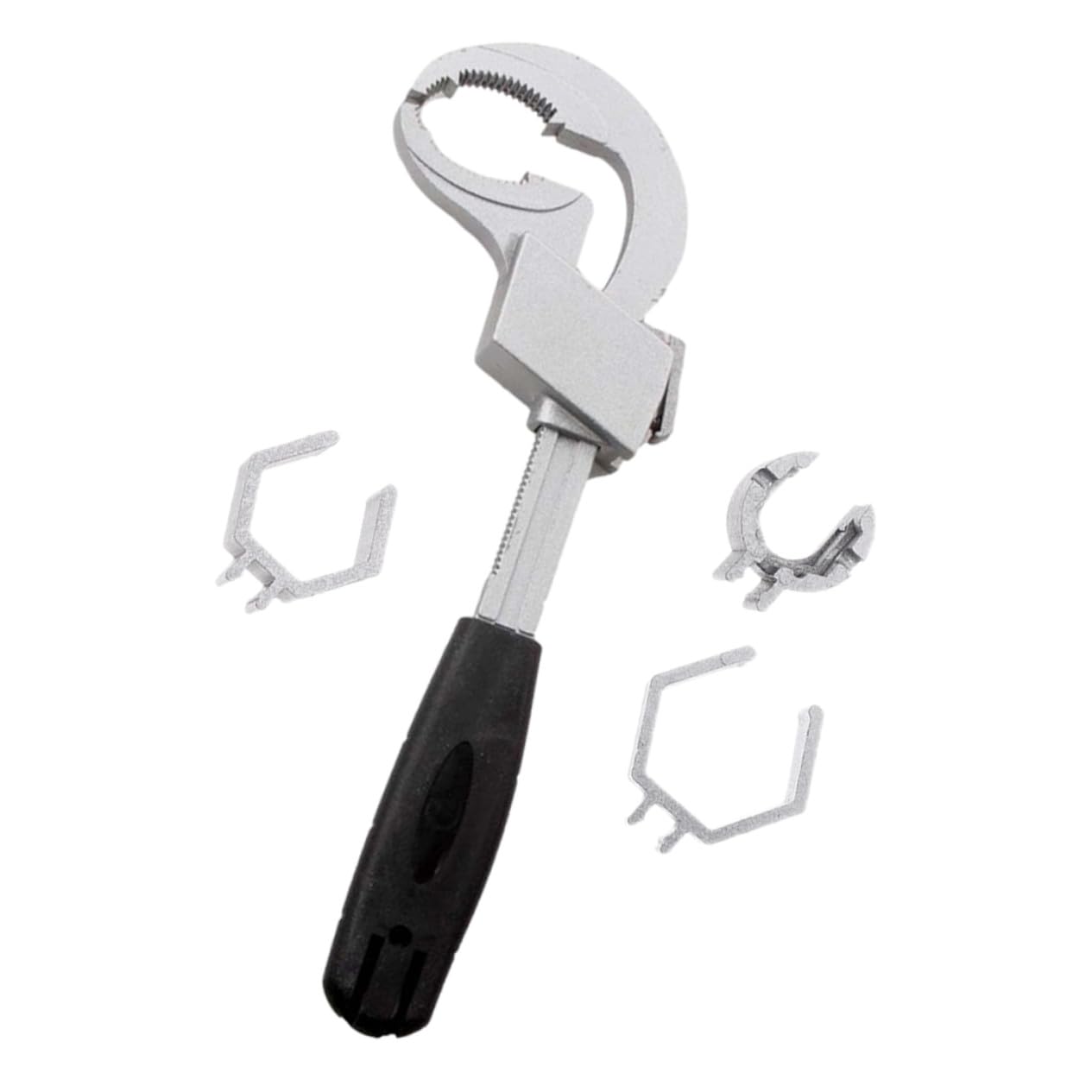Llave Inglesa Ajustable de Doble con Dientes Redondeados para Fontanería Herramienta Multifuncional para Lavabo y Cocina con Accesorios para Estrechos Mango Portátil