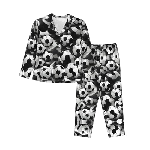 Pyjama football femme ensemble imprimé graphique à manches longues