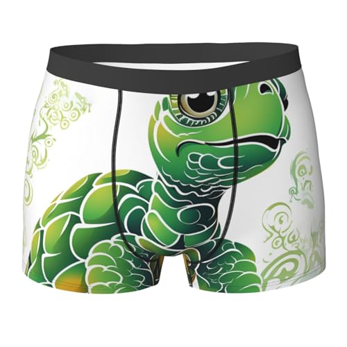 Men's Underwear Cartoon Turtle Pattern Boxer Briefs Breathable Stretch Mens Boxer Moisture-Wicking Trunks for Men