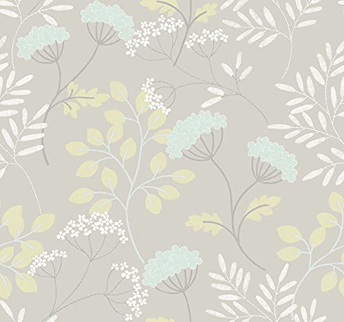 Scott Living Sorrel Light Grey Botanical Wallpaper