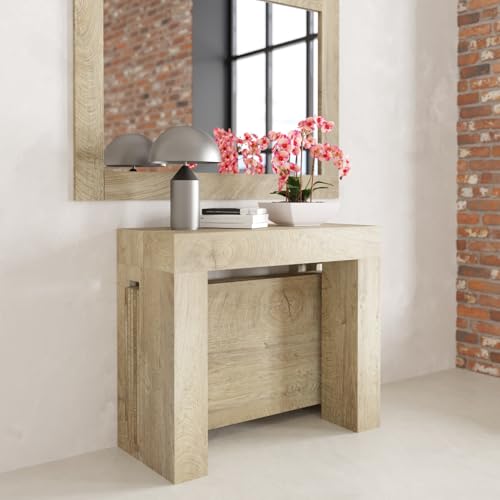 VE.CA.s.r.l. - Table Console Extensible Kilka - Avec Porte-Rallonges - Dimensions Console Fermée : 90x40x77 - Capacité : Jusqu'à 14 Personnes - Extensible...