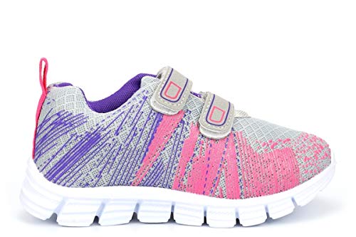 Image of Unisex Trainers DEK SHARD Touch Fastening Lightweight Jogger Trainers - Grey/Lilac, Small Kids UK 9 / EU 26