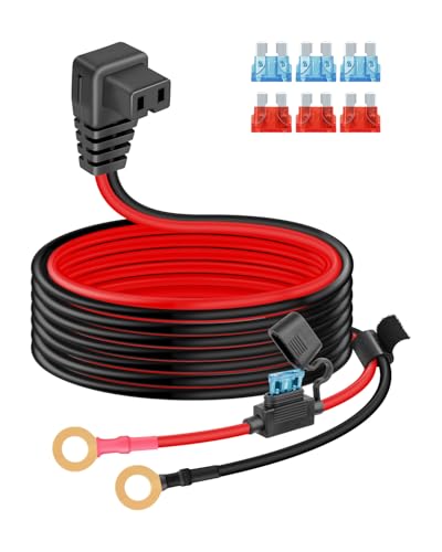 RIIEYOCA 14AWG 12V Refrigerator to O-Ring Battery Termina Power Cord, 90 Degrees 12V Car Fridge Power Cable Built in 15A/10A Fuse for Portable Fridges, Camping Coolers, etc(5FT/1.5M)