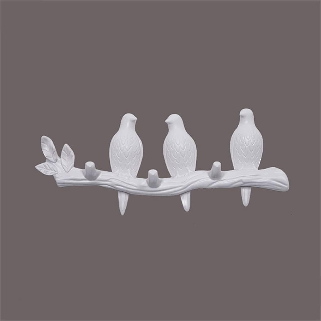 Popular Wall Decorations Home Accessories Living Room Hanger Resin Bird Hanger Key Clothes Towel Hooks Hat Handbag Holder (Color : Yellow Size : BK3) (White BK3)