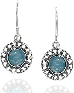 Stera Jewelry 925 Sterling Silver Choice of Color Gemstone Earrings with Graceful Filigree Hearts