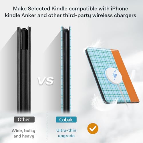 Image of CoBak Stand Case for 7 inch Kindle Paperwhite 12th Gen 2024 and Kindle Colorsoft with Hand Strap - Compatible with iPhone MagSafe, for Samsung /Belkin /Anker Wireless Charging Pads, Durable, Auto Sleep Wake