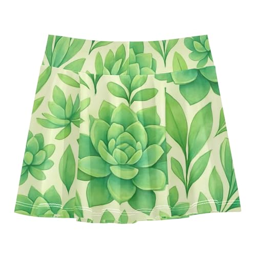 Joisal Athletic Shorts Girls Skorts Watercolor Green Succulents Skirts with Shorts Navy School 3t2