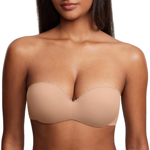 DOBREVA   Sujetador sin Tirantes con Push Up Sin Costuras para Mujer Natural 95C