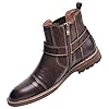 rismart Men's Leather Ankle Chelsea Boots Toe Cap Zip Stylish Booties SN01910(Coffee,11 UK) #4