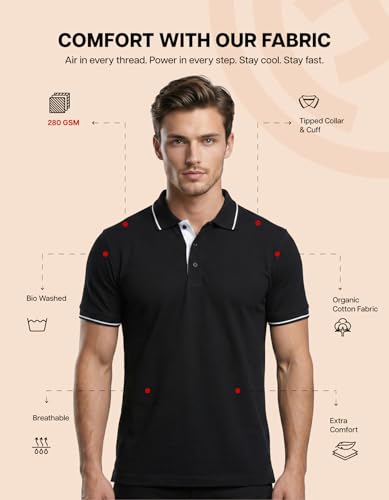 Image of Scott International Cotton Polo T Shirt | Collar Tshirts | Half Sleeves Plain T Shirt | T-Shirt |Tshirt for Men Stylish | Men's Tshirt