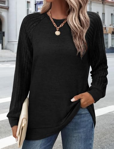 Tunic Sweatshirts for Women Crewneck Lightweight Sweaters Raglan Long Sleeve Shirts Fall Fashion Tops 2025