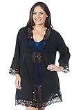 La Blanca Women's Plus Size Lace V-Neck Tunic Dress, Black/Island Fare Print, 2X