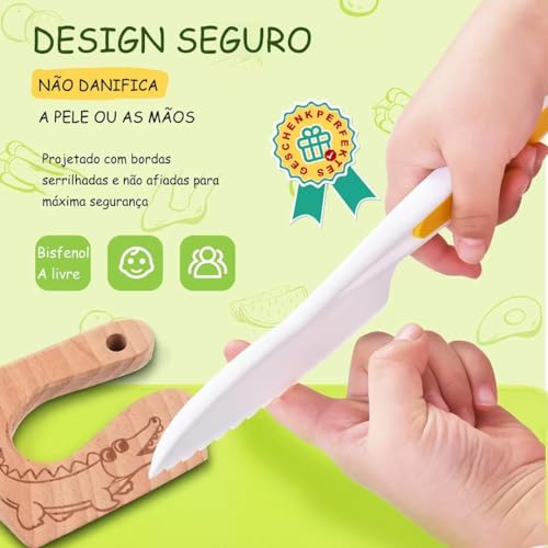Conjunto de Facas de Cozinha, 17 Ferramentas de Cozinha Montessori, Facas de Plástico
