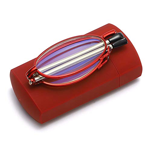 YYQ SHOP Leicht Faltbar Lesebrille, Mode Rechteckigen Rahmen Mens Womens Anti-Blaulicht-Computerleser, Tragbare Brillenetui Cover
