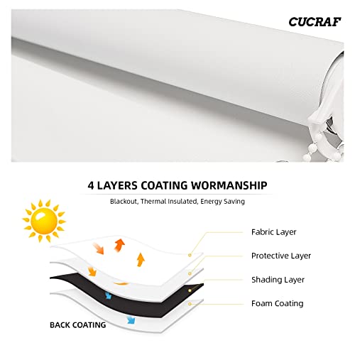 Cucraf Roller Shades For Windows, 100% Blackout Thermal Insulated Roller Blinds For Homedoors Bedroom Office, Sun Blocking, Easy To Install, Off White, 23" W X 75" H #TOP1