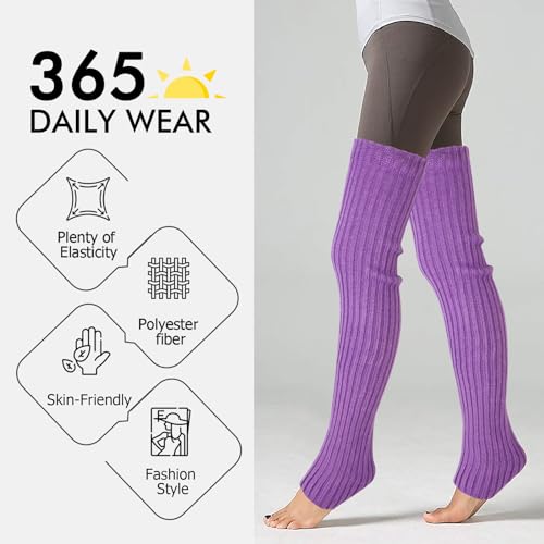 Image of XEPST 2 Pairs Leg Warmers for Women, High Boot Cuffs Knitted Boot Topper Warmers Over Knee Footless Socks for Winter Warmer