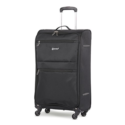 5 Cities Medium 26 Lightweight 4 Wheel Spinner Travel Trolley Check in Hold Luggage Suitcase (Black)