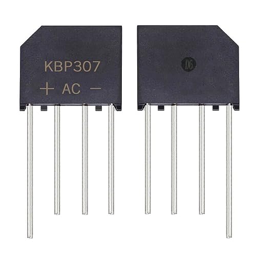 Image of KBP307 Diode Bridge Rectifier KBP307G Single Phase Flat Rectifiers 3A 700V 4 Pin for PCB Boards (20 Pack)