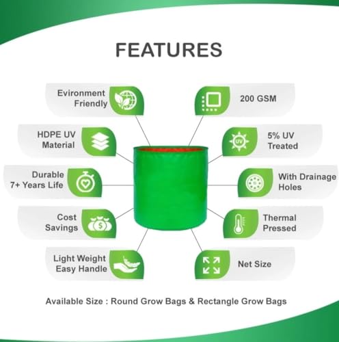 Image of Grow Bags 15 x 15 inch, Terrace Gardening, Vegetable, Fruits Planting Bags (2)