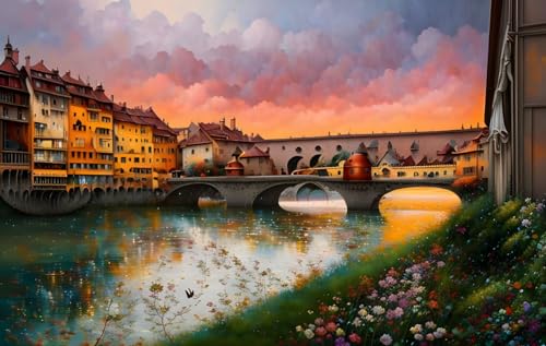 Poster sur toile sans cadre 58 x 90 cm petit pont eau