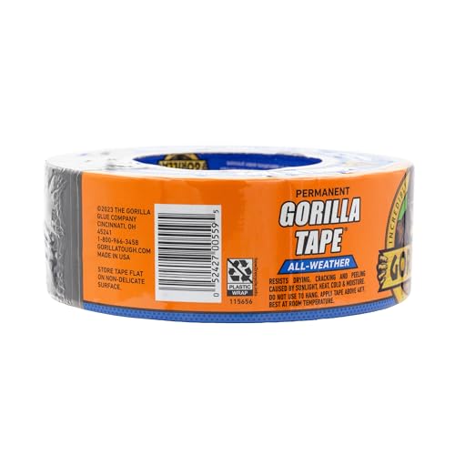 Image of Gorilla All Weather Duct Tape, Black, 1.88 inch x 25 yd | UV Resistant | Waterproof | For Outdoor Repairs | 2-Pack, Pack of 6