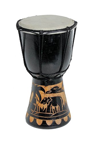 20cm Djembe Trommel Bongo für Kinder Elefant Schwarz A1