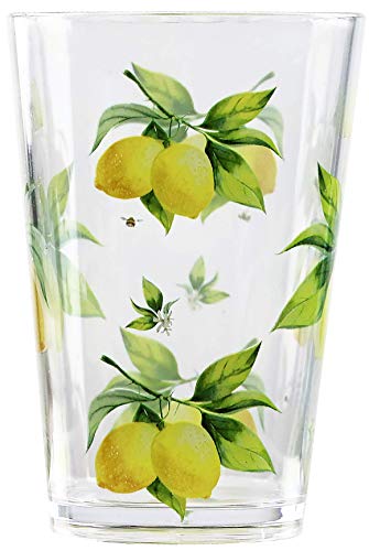 Calypso Basics Fresh Lemons, By Reston Lloyd, 8Oz Acrylic Juice Drinkware, Set Of 6, White, Lemon, Green #TOP1