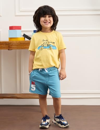Image of Amazon Brand - Symbol Boys 100% Cotton Graphic Printed Half Sleeves T-Shirt | Age 2-6 Years (Available in Combo Pack of 3 and 5)