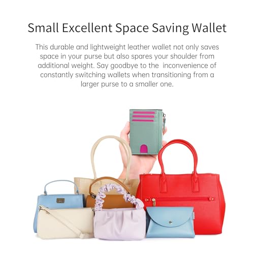 Image of Slim Wallet for Women Small Leather RFID Blocking Credit Card Holder Minimalist Front Pocket Wallet with Coin Purses & Pouches,Green