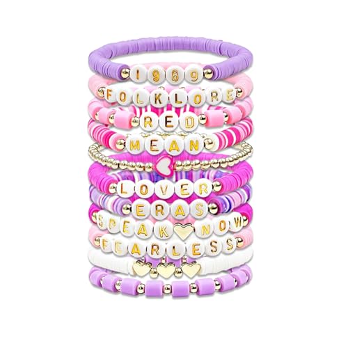 COLANANA Friendship Bracelets Set Purple 11PCS TS Inspired Bracelet Set Fashionable Taylor Merchandise Bracelet Friendship Bracelets for Music Lover Jewelry Accessories for Women Girls
