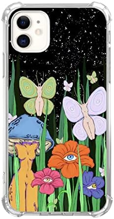 Sundwugzh Hippie Trippy Magical Night Moth Fairy Case Compatible with iPhone 11, Psychedelic Eye Flowers Case for iPhone 11 for Teen Men Women, Unique Cool TPU Bumper Case Cover