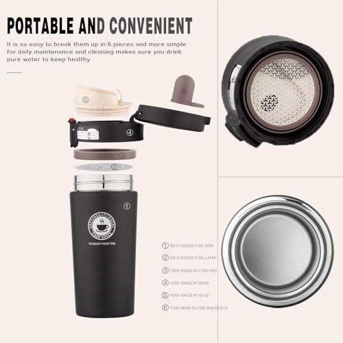 Image of Novo Insulated Coffee Travel Mug, Double Walled Stainless Steel Tumbler, Insulated Cup with Leakproof Lid, Thermal Mug with Non-Slip Protective Grip (Multicolor)