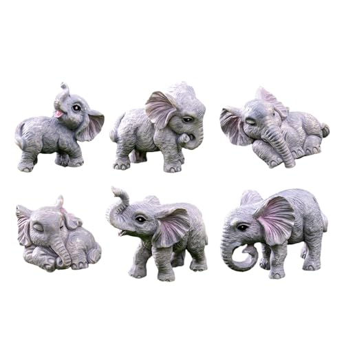 Estatuas De Mini Elefantes: Pequeña Figura De Resina, Pieza De Acento Pequeño | 6 Piezas De Elefante Para Proyectos De Manualidades, Exhibición De Estantes De Escultura De Animales, Decoración De La S