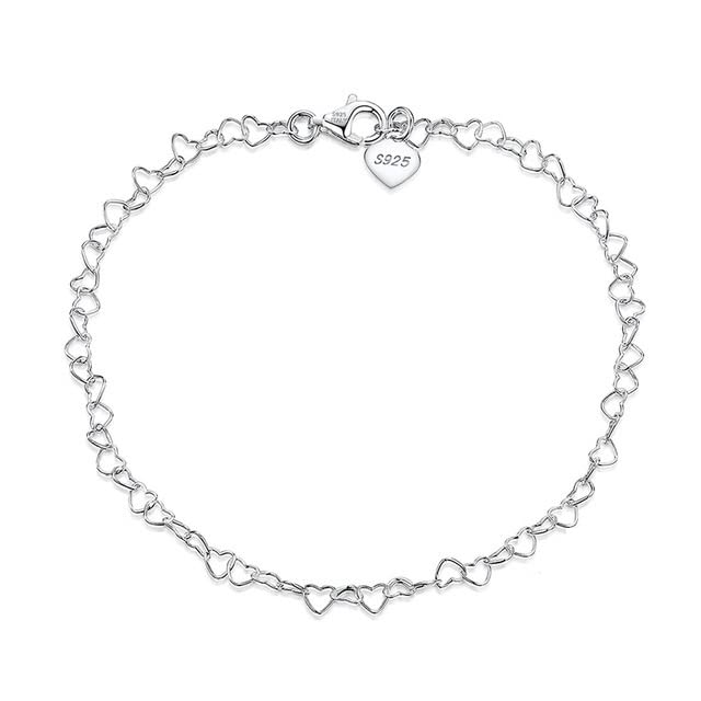 Bracelet de cheville en argent 925 avec cœur, le cadeau parfait pour femme