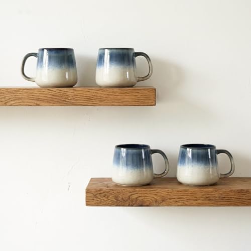 Set de 4 tazas de cerámica para café, 17 oz, azul miniatura 7