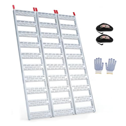 Motorcycle Ramp Aluminum 1500lbs, Anti-Slip Trailer Folding Portable Heavy Duty Loading Ramp for ATV, UTV, Motorcycle, Lawn Mower and Tractor Aluminum